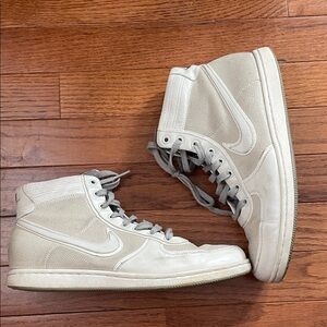 Nike Cream High Top Sneakers with Gray Laces